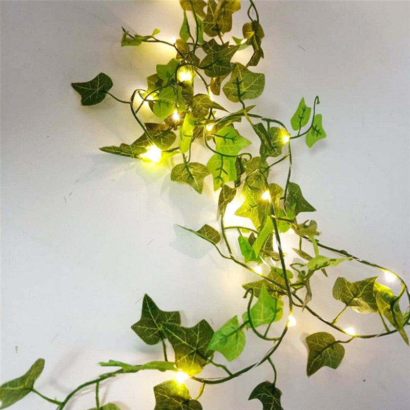 Flower Green Leaf String Lights Artificial Vine Fairy Lights Battery Powered Christmas Tree Garland Light for Weeding Home Decor